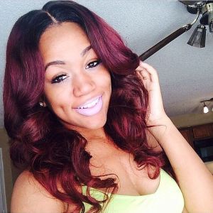  WowEbony Indian Remy Hair Wavy Burgandy Color Lace Wig [Burgundy] 