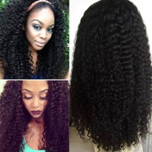 180% Density Brazilian Virgin Hair Pre-plucked Hairline 360 Lace Wigs Kinky Curl 360 Wigs