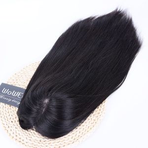 Same Day Shipping Luxury Brazilian Virgin Hair Natural Color Double Drawn 16inches 130% Density 7X8 With 4X4 Silk Base Human Hair Topper/Wiglet[WTP22]