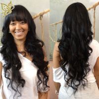 Silk Base 4*4 Lace Front Wigs Indian Remy Human Hair Body Wave with Bang Style