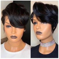 Pixie Cut Wigs: WoWEbony Real Human Hair Right Side Part Straight Short Pixie Lace Front Wigs[Pixie01]