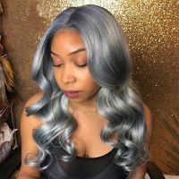 silvery full lace wig