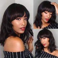 WoWEbony Indian Remy Hair Full Bangs Loose Wave Glueless Silk Top Non-Lace Wig [STNLW10]