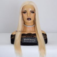  WoWEbony Medical Wig For Alopecia Luxury Virgin Hair #613 Platinum Blonde 5X5 Silk Top Closure with Silicon PU Lace Front Wigs [Medical01]