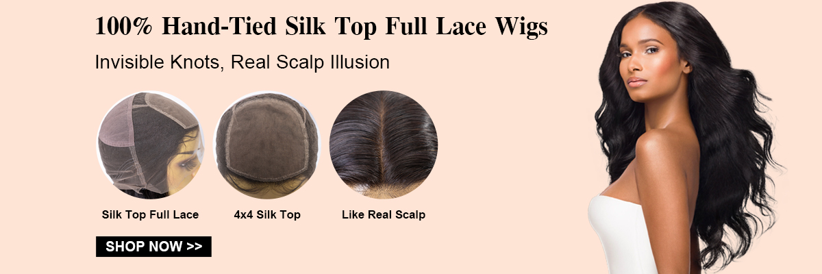 100% Hand-Tied Silk Top Full Lace Wigs