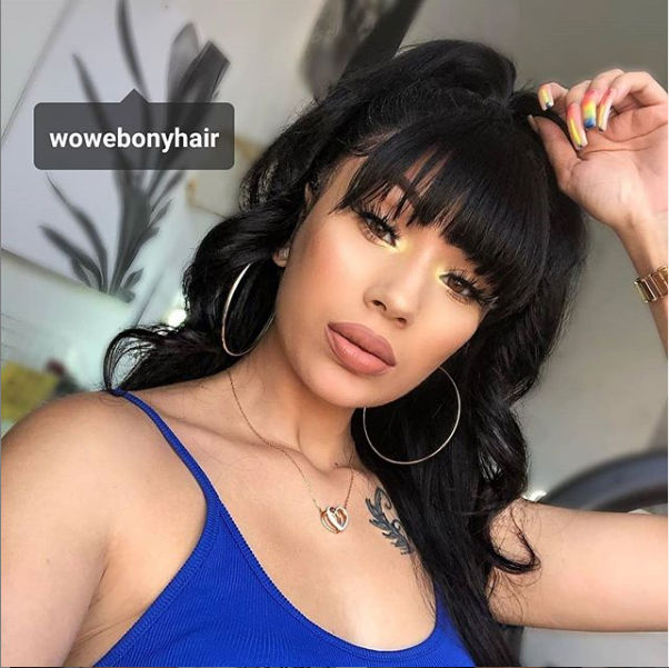 WoWEbony full bangs look 