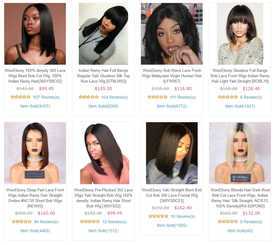 WowEbony Bob Wigs WowEbony Bob Wigs