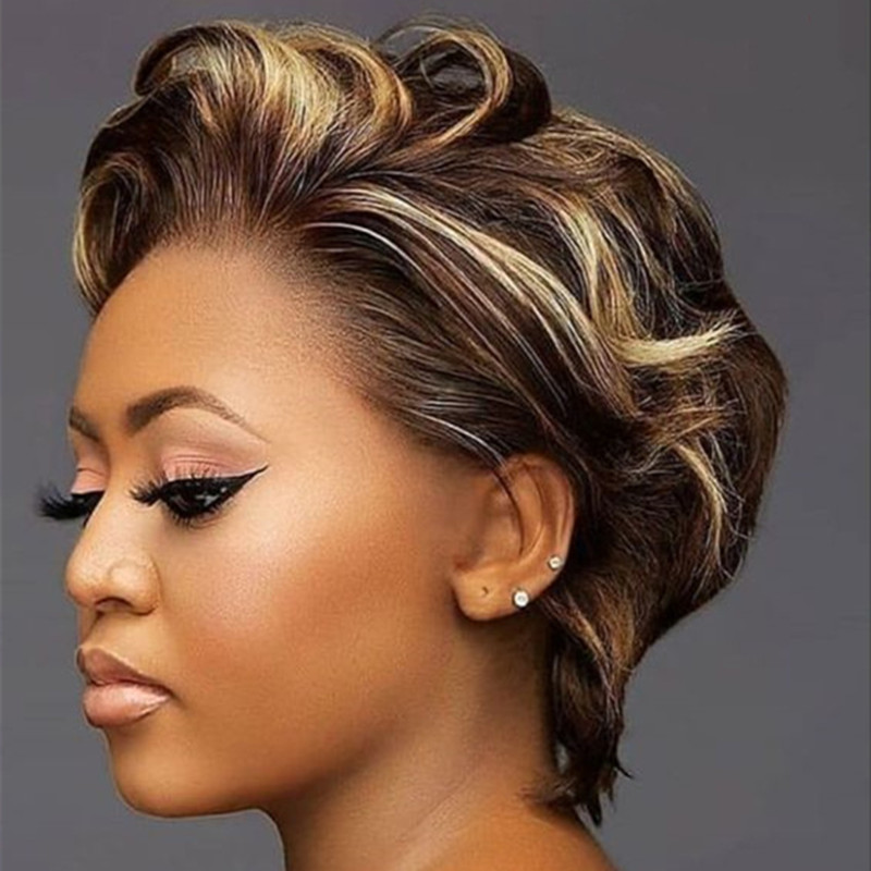 highlight color short asymmetrical bob